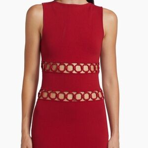 Cult Gaia Scarlet Midi Dress with Circular Cut-Outs